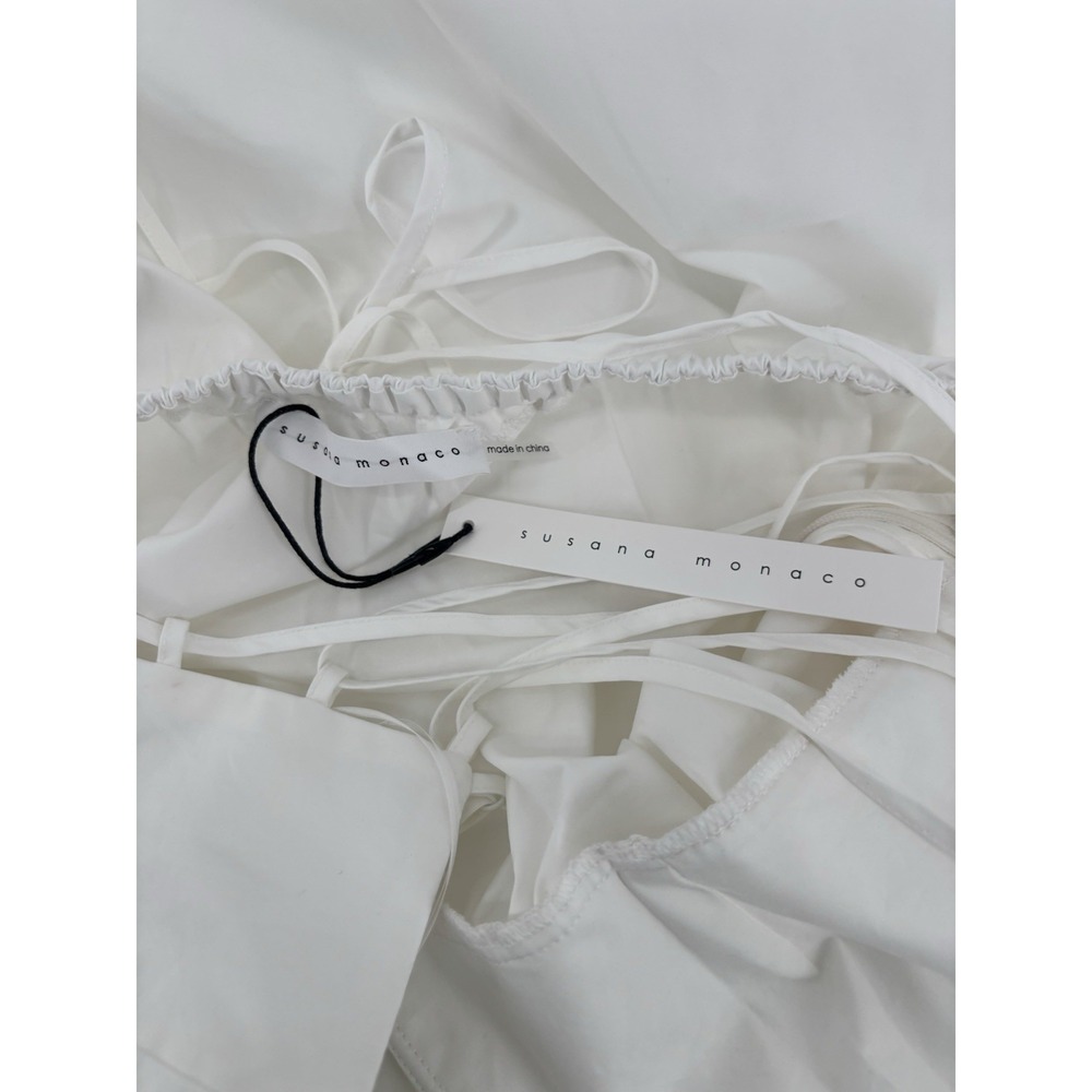 NWT Susana Monaco Poplin Square Wire Dress XL Lace Up Back Pockets Preppy $198 - Picture 6 of 12